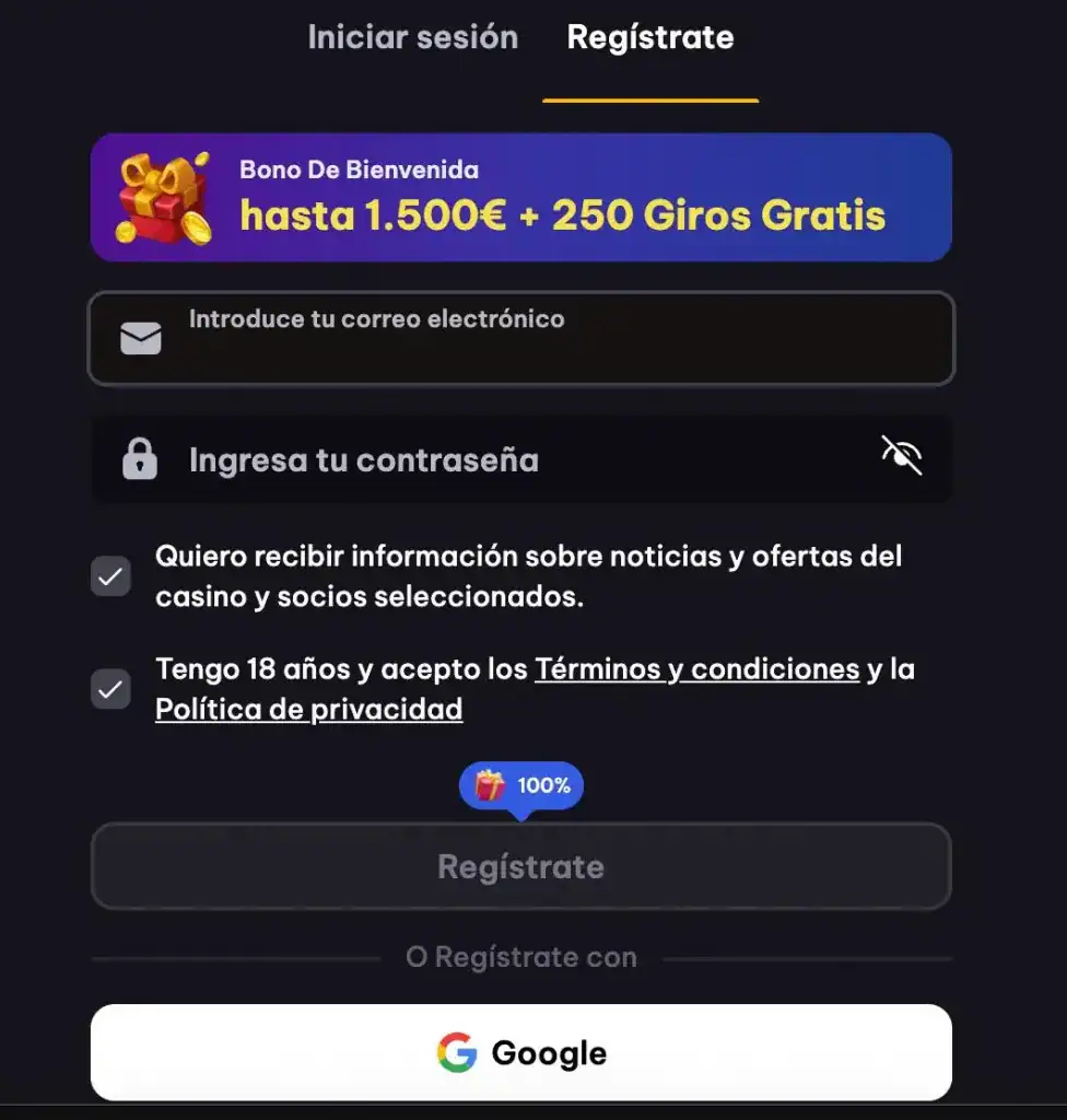 Ventana emergente con condiciones del bono de Spin Macho Casino y requisitos de apuesta