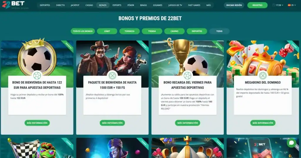 Vista previa de juegos en vivo en 22Bet