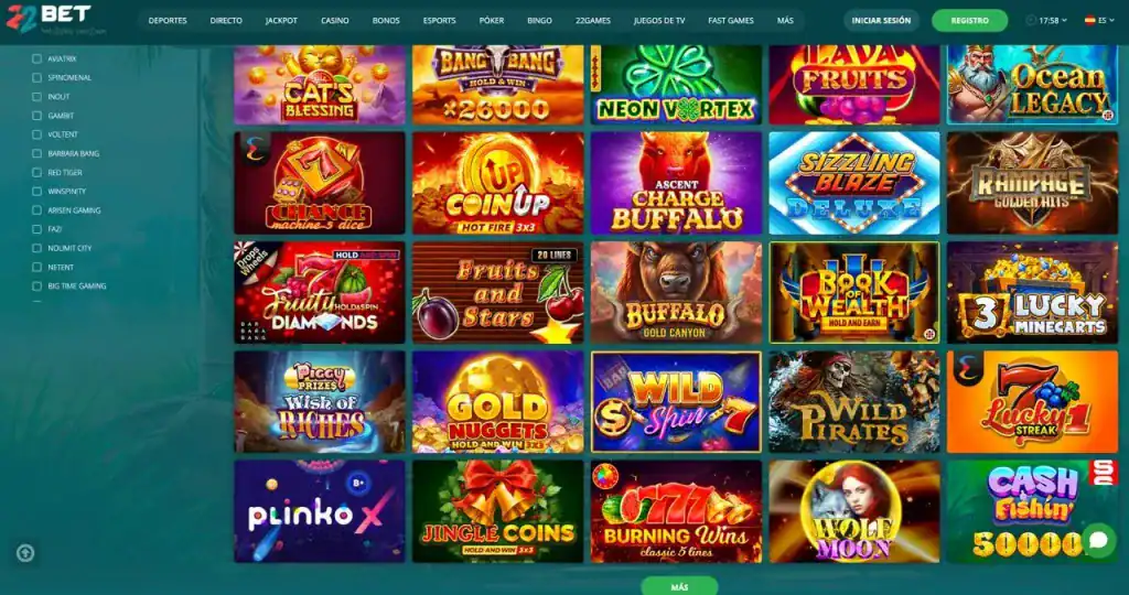 Página de inicio de sesión de usuario en 22Bet
