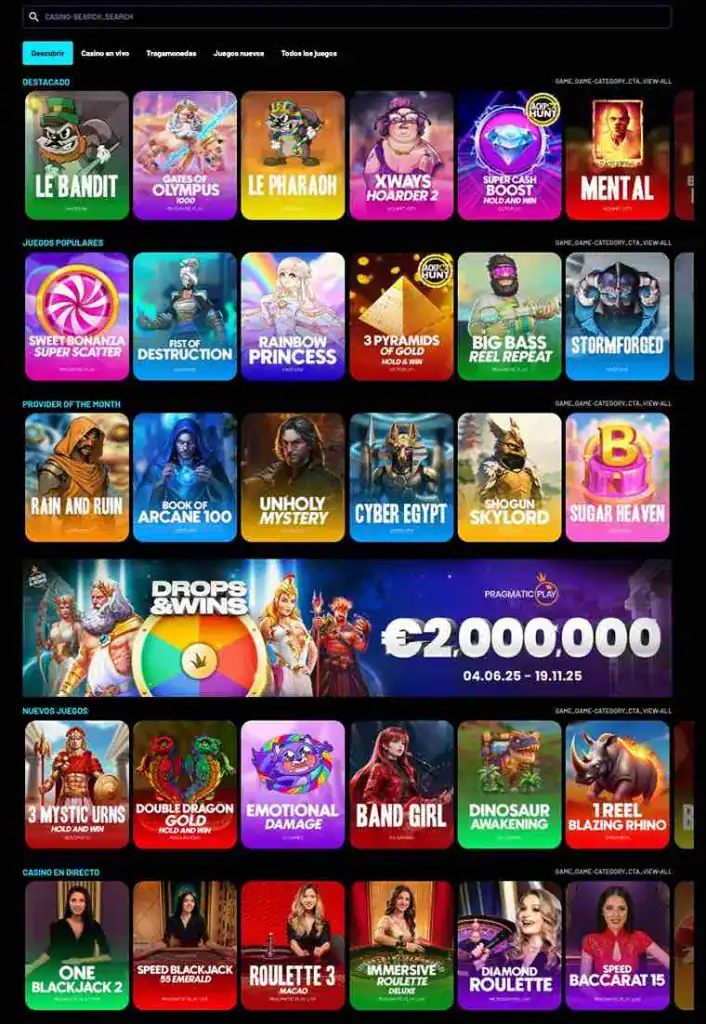 Catálogo de tragamonedas y juegos destacados en Turbo Wins online