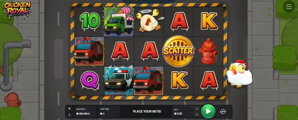 Spin ganador en Chicken Royal slot –  de InOut Games con temática de gallina